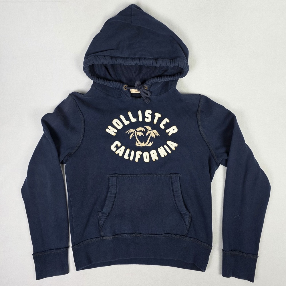 Vintage Y2k Hollister Hoodie Mens XL Blue Surf Beach Distressed California